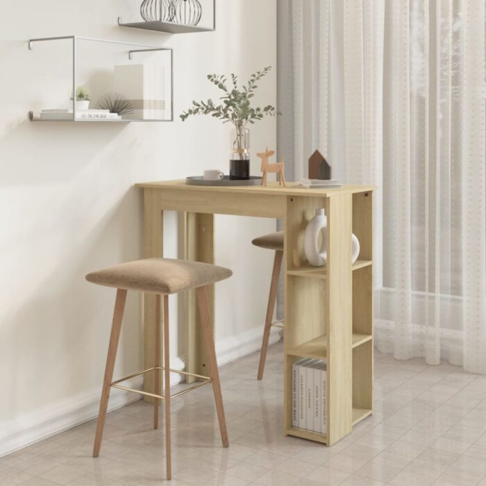 Table de bar avec étagère Chêne sonoma Bois d'ingénierie – Image 2