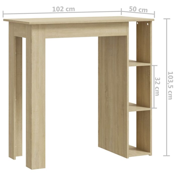 Table de bar avec étagère Chêne sonoma Bois d'ingénierie – Image 5