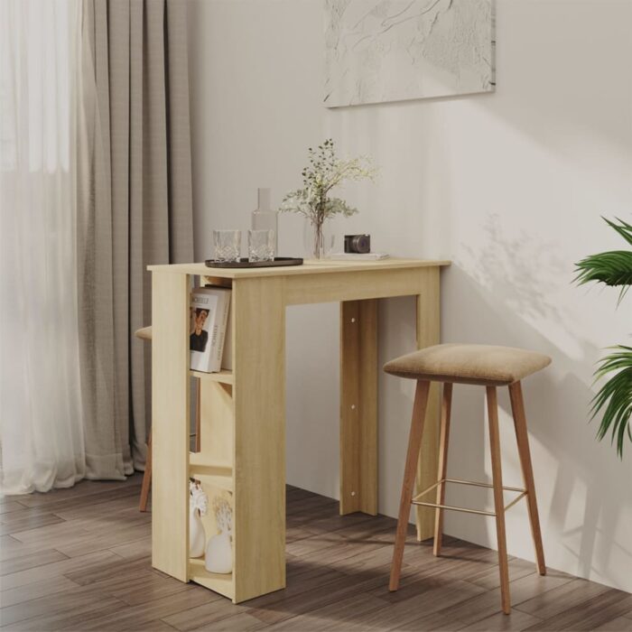 Table de bar avec étagère Chêne sonoma Bois d'ingénierie – Image 1