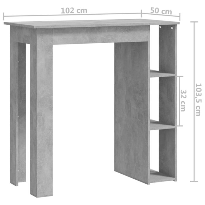Table de bar avec étagère Gris béton Bois d'ingénierie – Image 5