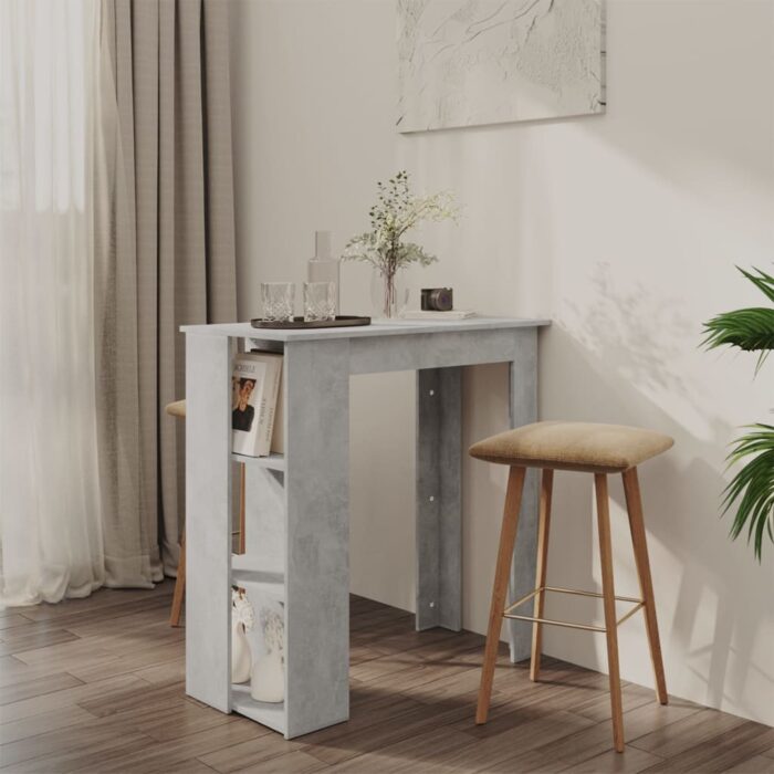 Table de bar avec étagère Gris béton Bois d'ingénierie – Image 1