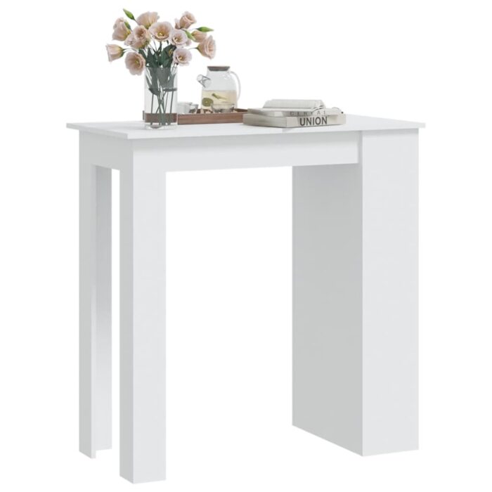 Table de bar rangement Blanc 102x50x103,5 cm Bois d'ingénierie – Image 2