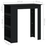 Table de bar et rangement Noir 102x50x103,5cm Bois d'ingénierie – Image 5