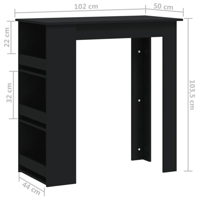 Table de bar et rangement Noir 102x50x103,5cm Bois d'ingénierie – Image 5