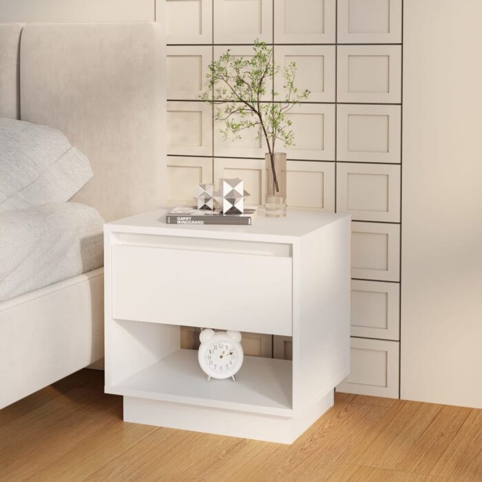 Table de chevet Blanc 45x34x44 cm bois d'ingénierie – Image 1