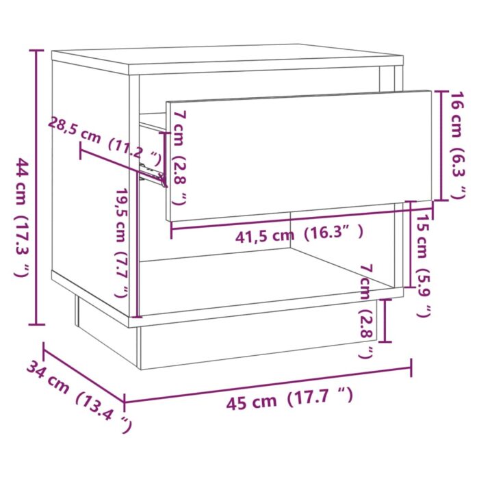 Table de chevet Noir 45x34x44 cm bois d'ingénierie – Image 5