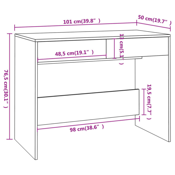 Bureau Blanc 101x50x76,5 cm Aggloméré – Image 6