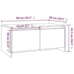 Table basse noir 90x50x41,5 cm bois d'ingénierie – Image 6