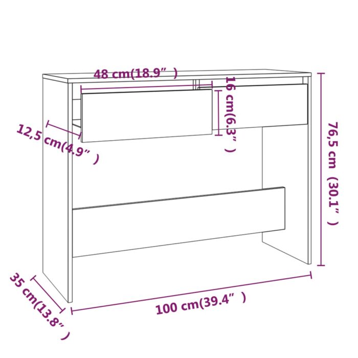 Table console blanc 100x35x76,5 cm bois d'ingénierie – Image 6