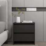 Table de chevet noir 45x34,5x44,5 cm bois d’ingénierie