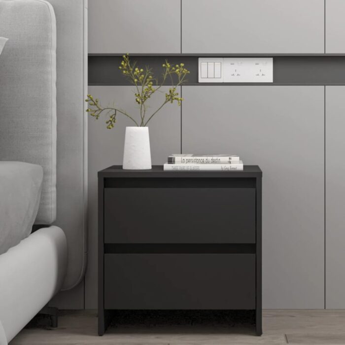 Table de chevet noir 45x34,5x44,5 cm bois d’ingénierie – Image 1