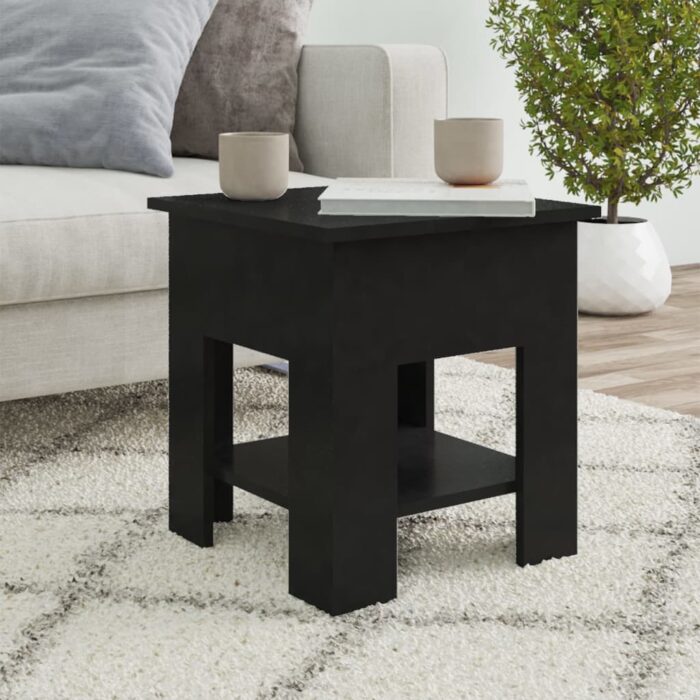 Table basse noir 40x40x42 cm bois d'ingénierie – Image 1