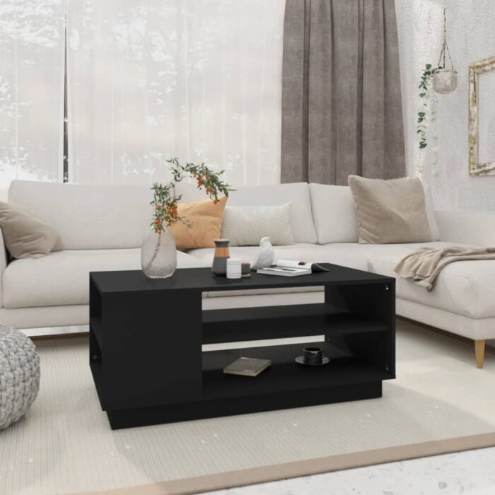 Table basse noir 102x55x43 cm bois d'ingénierie – Image 1