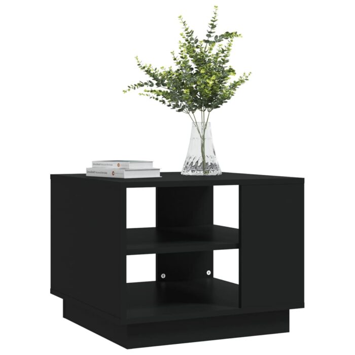 Table basse noir 55x55x43 cm bois d'ingénierie – Image 2