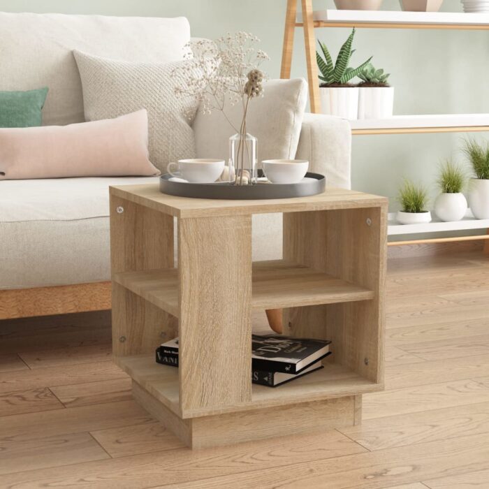 Table basse chêne sonoma 40x40x43 cm bois d'ingénierie – Image 1