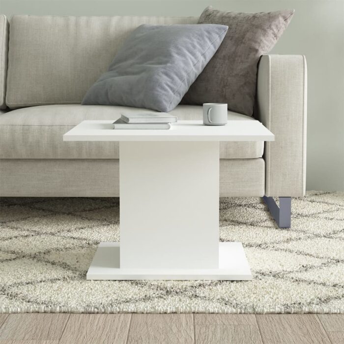 Table basse blanc 55,5x55,5x40 cm bois d'ingénierie – Image 2