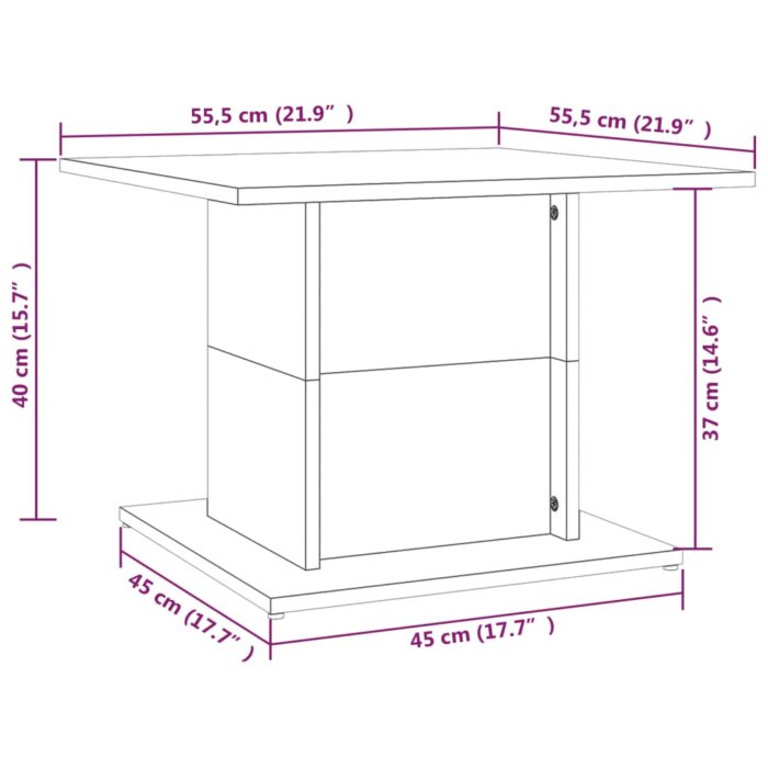 Table basse chêne sonoma 55,5x55,5x40 cm bois d'ingénierie – Image 5