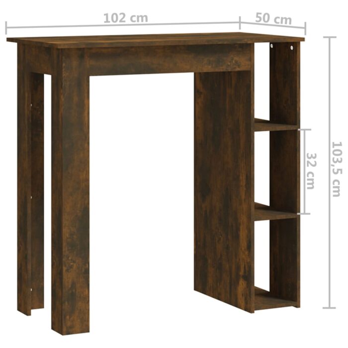 Table de bar avec étagère chêne fumé bois d'ingénierie – Image 5