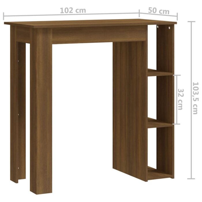 Table de bar avec étagère chêne marron bois d'ingénierie – Image 5