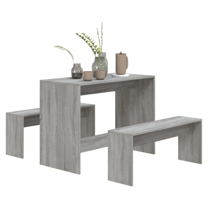 Ensemble à manger 3 pcs Sonoma gris Bois d'ingénierie – Image 2