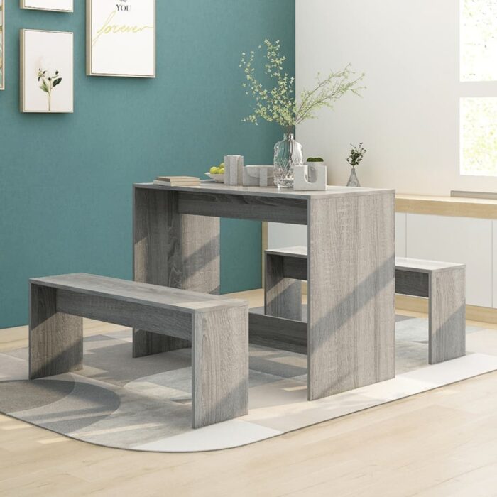 Ensemble à manger 3 pcs Sonoma gris Bois d'ingénierie – Image 1
