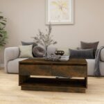 Table basse Chêne fumé 102,5x55x44 cm Bois d'ingénierie – Image 2