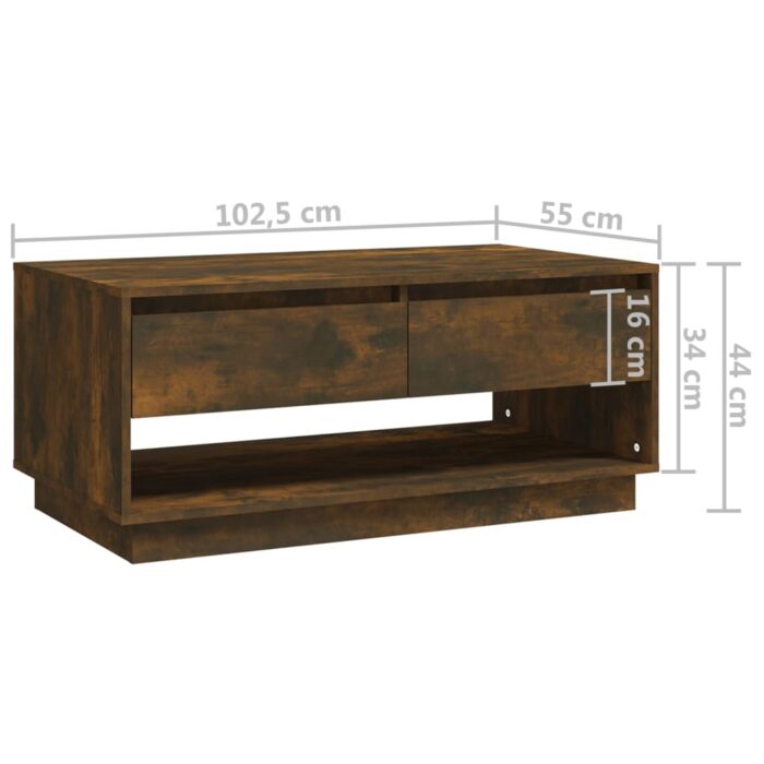 Table basse Chêne fumé 102,5x55x44 cm Bois d'ingénierie – Image 7