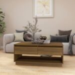 Table basse Chêne marron 102,5x55x44 cm Bois d'ingénierie – Image 2