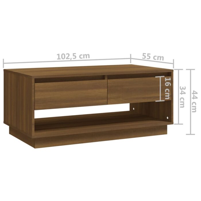 Table basse Chêne marron 102,5x55x44 cm Bois d'ingénierie – Image 7