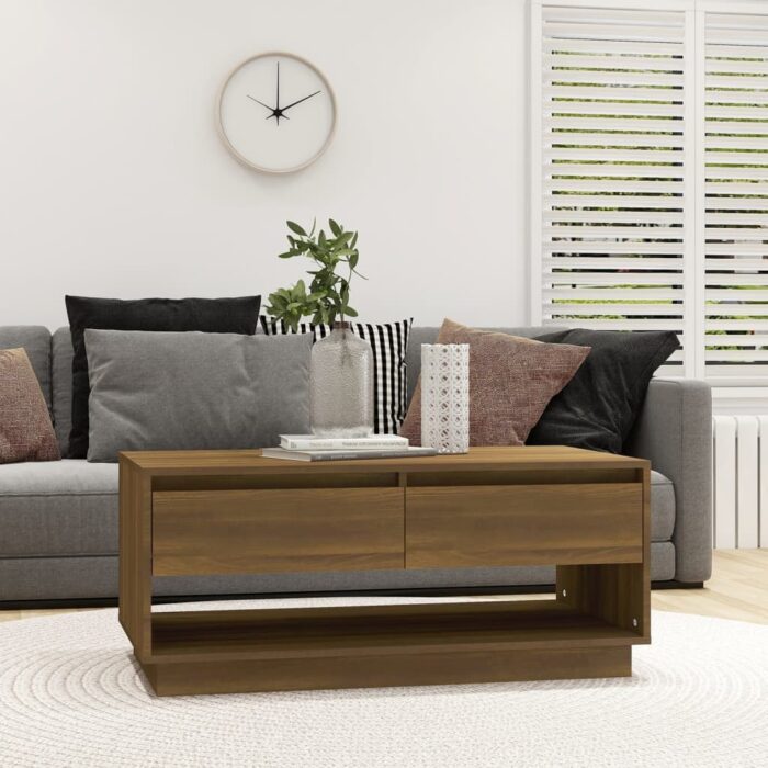Table basse Chêne marron 102,5x55x44 cm Bois d'ingénierie – Image 1