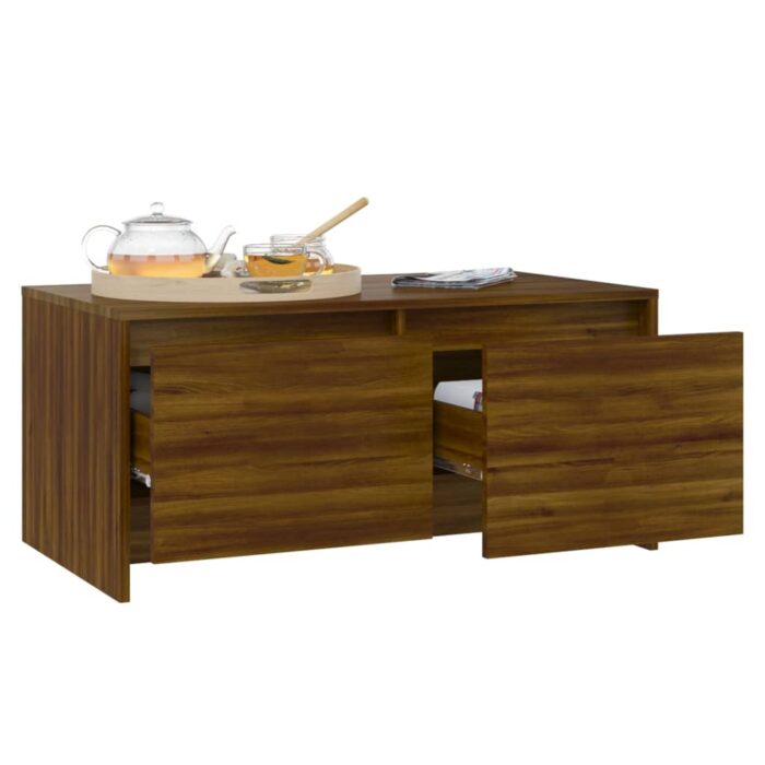 Table basse Chêne marron 90x50x41,5 cm Bois d'ingénierie – Image 2