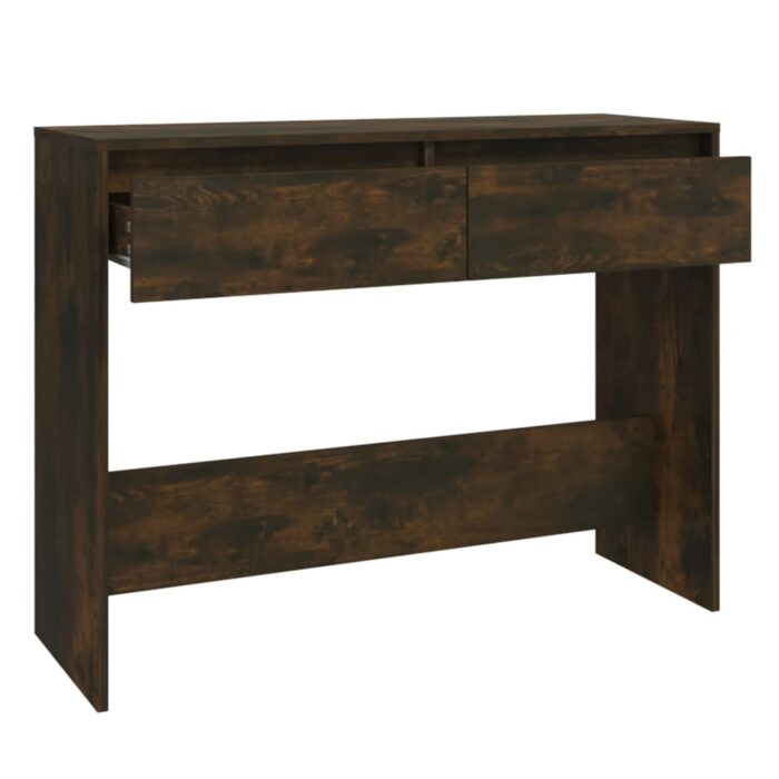 Table console chêne fumé 100x35x76,5 cm bois d'ingénierie – Image 4