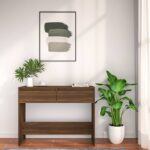 Table console chêne marron 100x35x76,5 cm bois d'ingénierie – Image 2