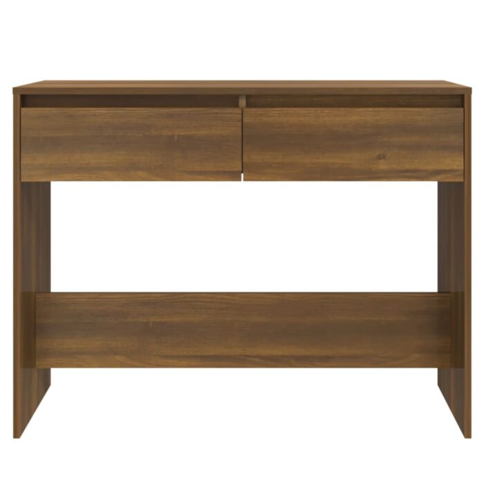 Table console chêne marron 100x35x76,5 cm bois d'ingénierie – Image 3