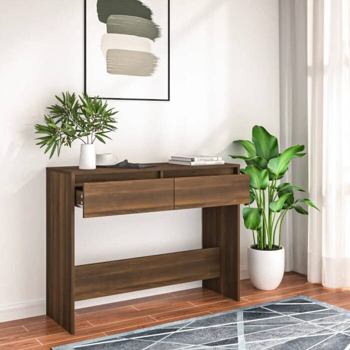 VXL8720286837214_m_en_hd_1.jpg Table console chêne marron 100x35x76,5 cm bois d'ingénierie – Image 1