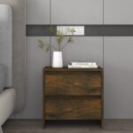 Tables de chevet 2pcs chêne fumé 45x34,5x44,5cm bois ingénierie – Image 2