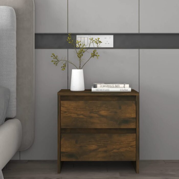 Tables de chevet 2pcs chêne fumé 45x34,5x44,5cm bois ingénierie – Image 2