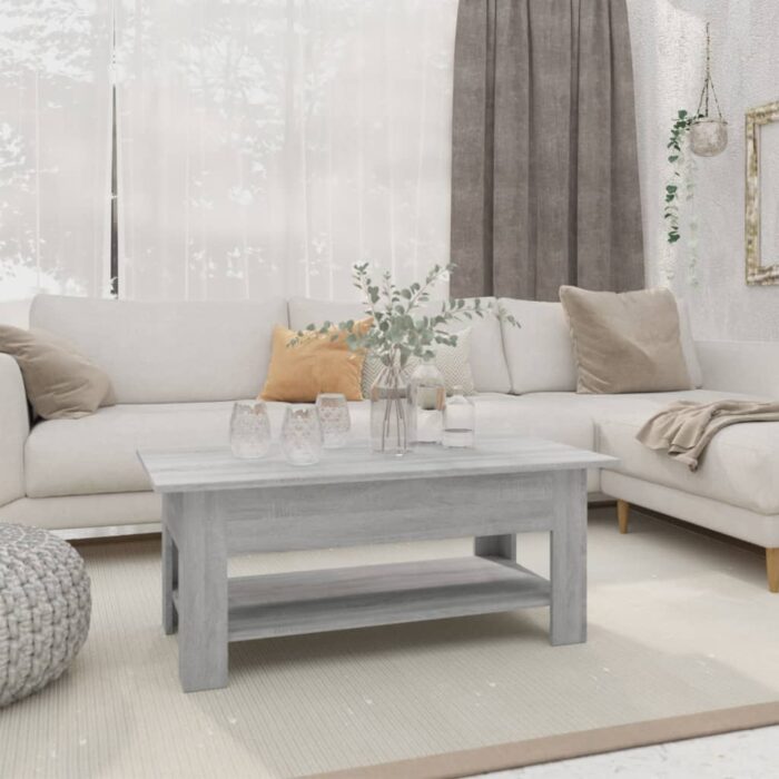 Table basse sonoma gris 102x55x42 cm bois d'ingénierie – Image 1