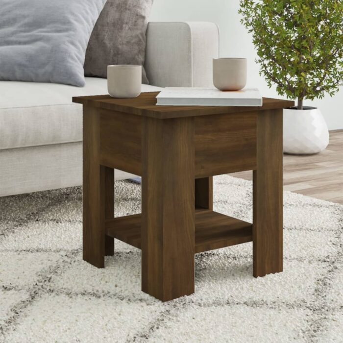 Table basse chêne marron 40x40x42 cm bois d'ingénierie – Image 1