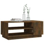 Table basse chêne fumé 102x55x43 cm bois d'ingénierie – Image 2