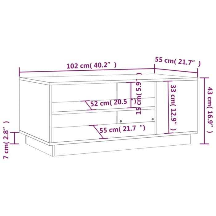 Table basse chêne fumé 102x55x43 cm bois d'ingénierie – Image 5