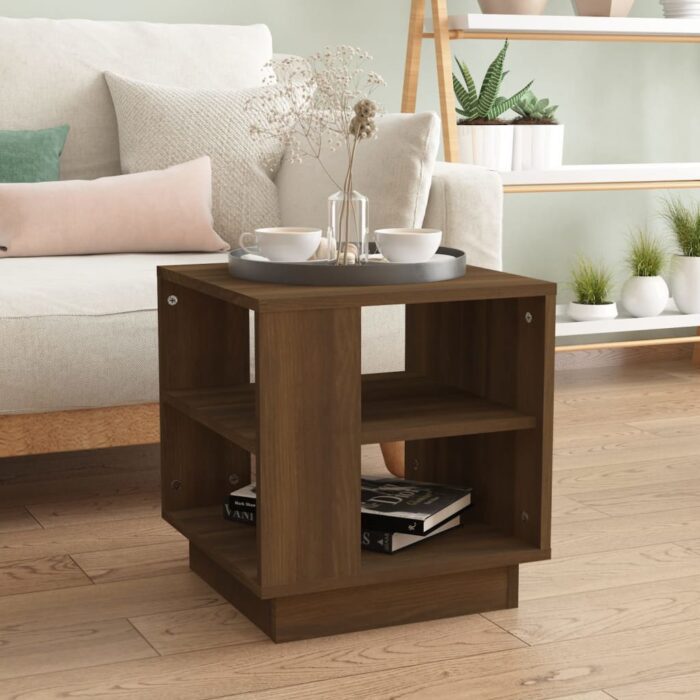 Table basse Chêne marron 40x40x43 cm Bois d'ingénierie – Image 1