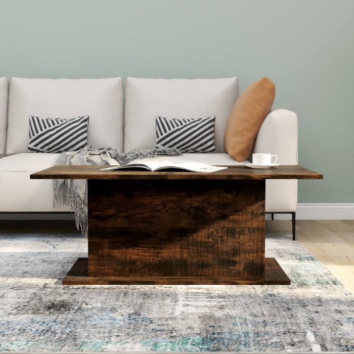 Table basse Chêne fumé 102x55,5x40 cm Bois d'ingénierie – Image 2