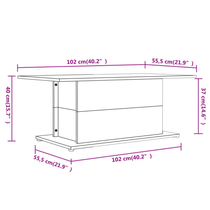 Table basse Chêne fumé 102x55,5x40 cm Bois d'ingénierie – Image 5