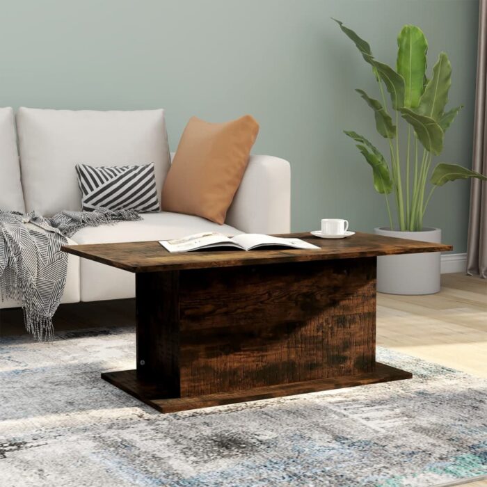 Table basse Chêne fumé 102x55,5x40 cm Bois d'ingénierie – Image 1