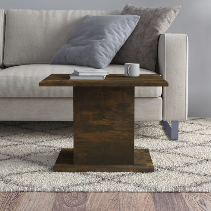 Table basse chêne fumé 55,5x55,5x40 cm bois d'ingénierie – Image 2