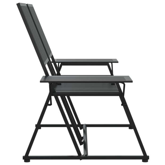 Banc de jardin 2 places 165 cm Noir Acier – Image 2
