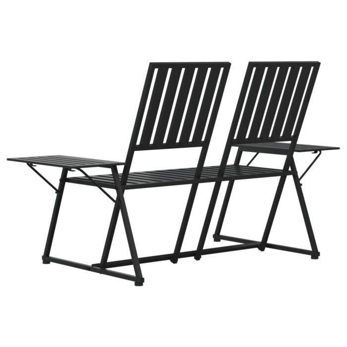 Banc de jardin 2 places 165 cm Noir Acier – Image 3