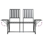 Banc de jardin 2 places 165 cm Noir Acier – Image 4