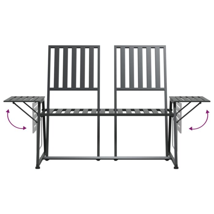 Banc de jardin 2 places 165 cm Noir Acier – Image 4